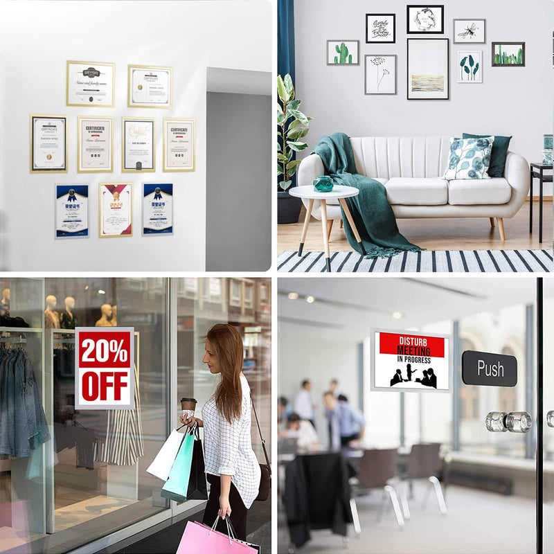 [Australia - AusPower] - JIUYE 8.5 x 11 Self Adhesive Magnetic Sign Holder,Dual Sides Transparent Magnetic Window Display Frame for Office/Store/School as Shop Notice Frame/Schedule (8.5"x11" 6Pcs, Silver) 8.5"x11" 6Pcs 