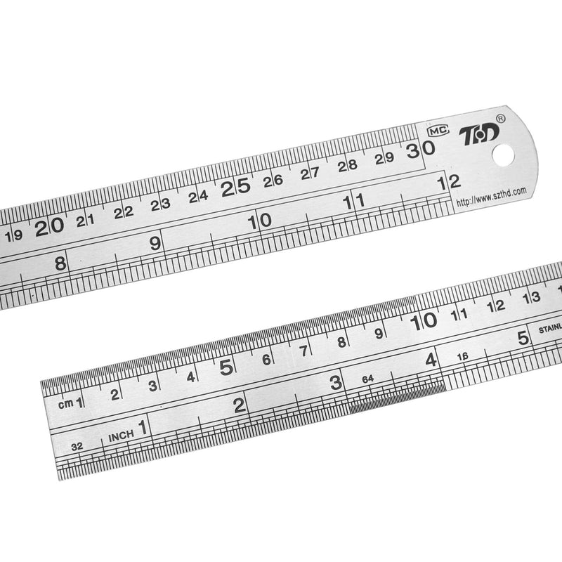 [Australia - AusPower] - THD Thickened stainless steel ruler 12 inch ruler, metal metric ruler,millimeter ruler, set ruler, measuring ruler(6 Pack) 