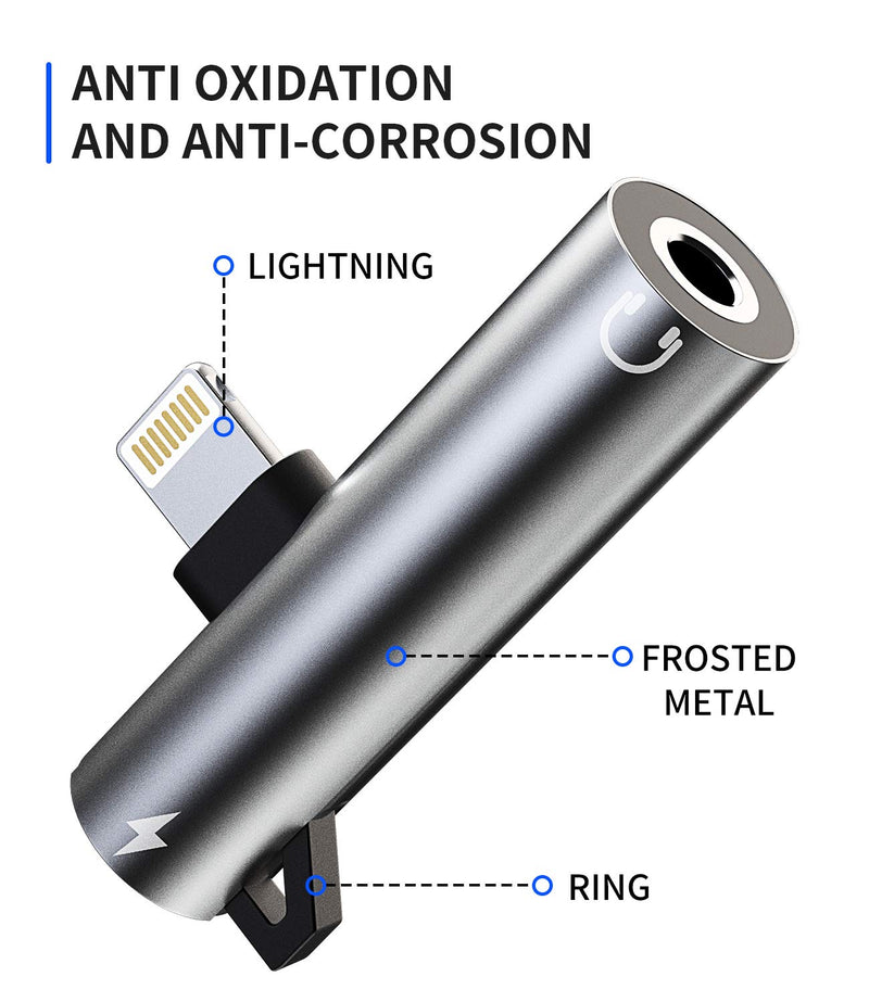 [Australia - AusPower] - Headphone Adapter Lightning to 3.5mm AUX Audio Jack and Charger Extender Dongle Earphone Headset Splitter Compatible with iPhone 12 Mini 11 pro max xs xr x se2 7 8 Plus for Ipad Air Cable Converter 