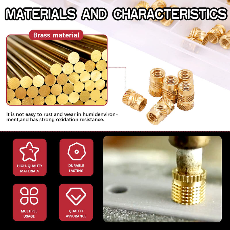 [Australia - AusPower] - Hilitchi 300Pcs Brass Knurled Nuts Threaded Heat Embedment Nut for Printing 3D Printer and More Projects (Assortment Kit) Assortment Kit-300PCS 
