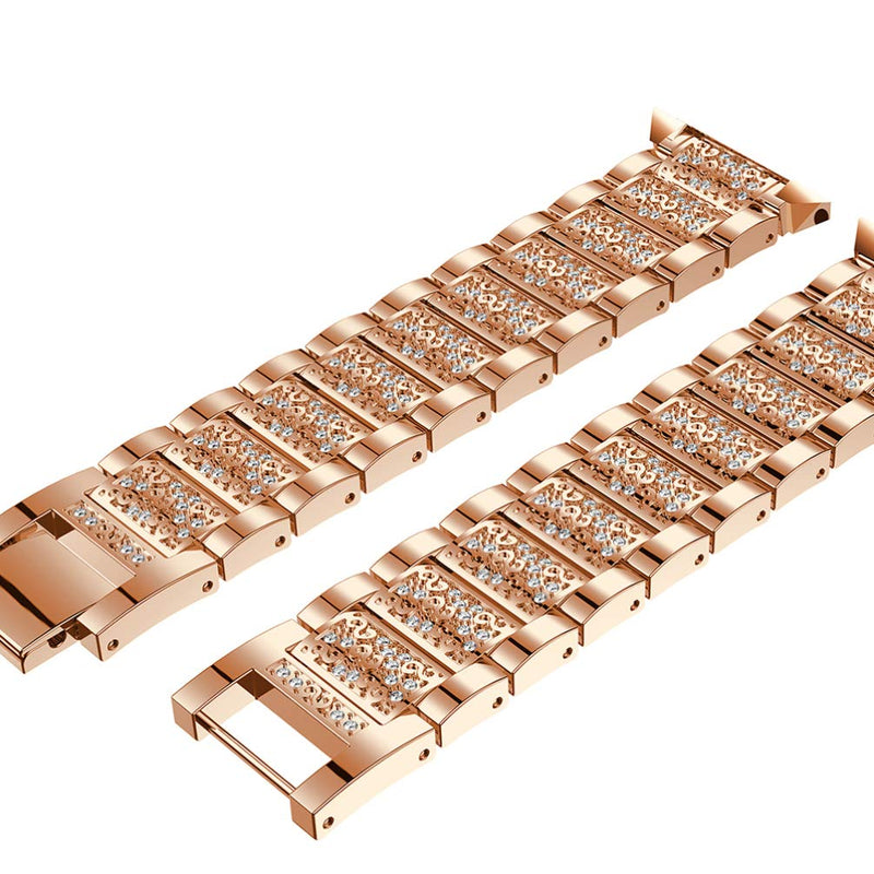 [Australia - AusPower] - Hemobllo Crystal Rhinestone Smart Watch Strap Replacement Metal Watch Band Compatible for Fitbit Blaze (Pink) Rose Gold 