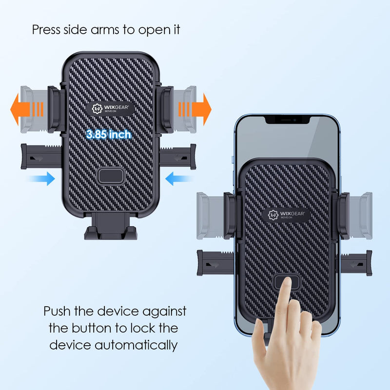 [Australia - AusPower] - WixGear Universal Phone Holder for Car, Windshield Mount and Dashboard Mount Holder for Cell Phones and Tablets with Long Adjustable Arm (New Automatic Closing Arms) 