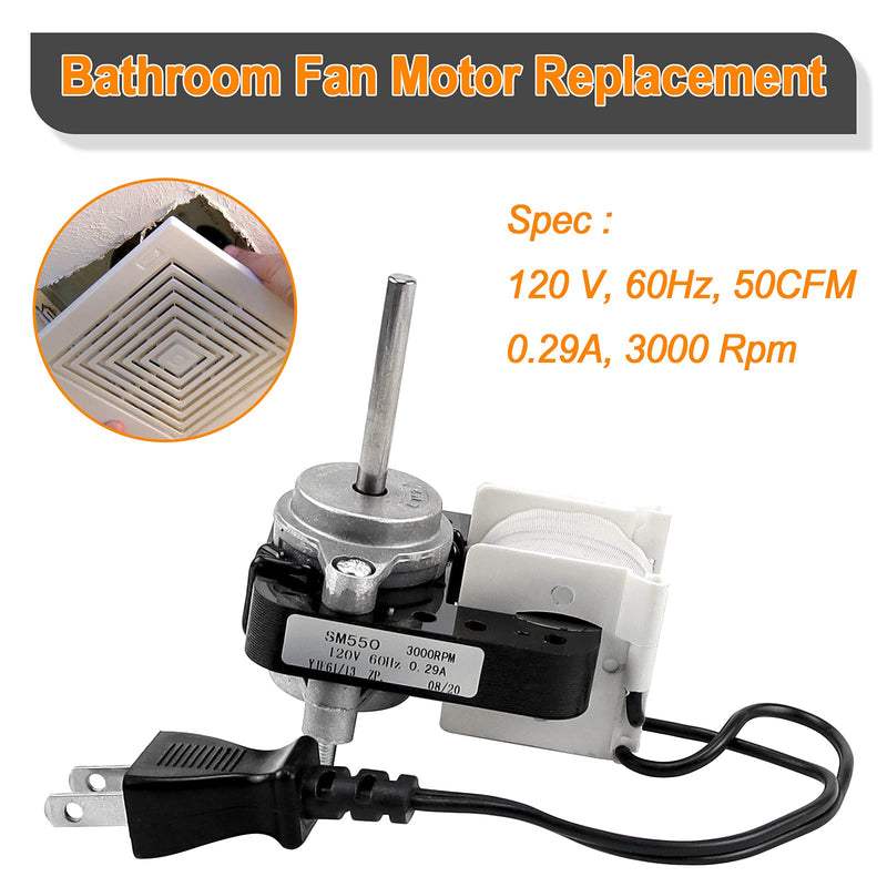 [Australia - AusPower] - Universal Bathroom Vent Fan Motor SM550 Electric Motors Kit 50CFM 120V 3000 RPM Replace EM550 C01575 EM750 65100 VFM100 by Fetechmate 
