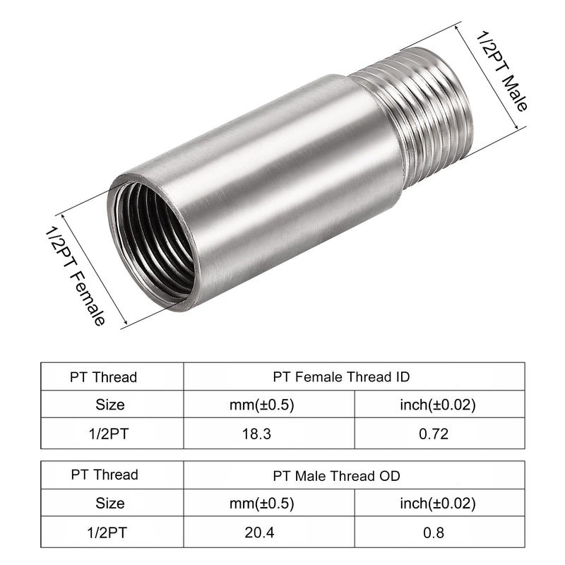 [Australia - AusPower] - uxcell Shower Head Extension Arm Stainless Steel 1/2PT Male to 1/2PT Female Thread 60mm Length Cast Pipe Fitting Coupler 