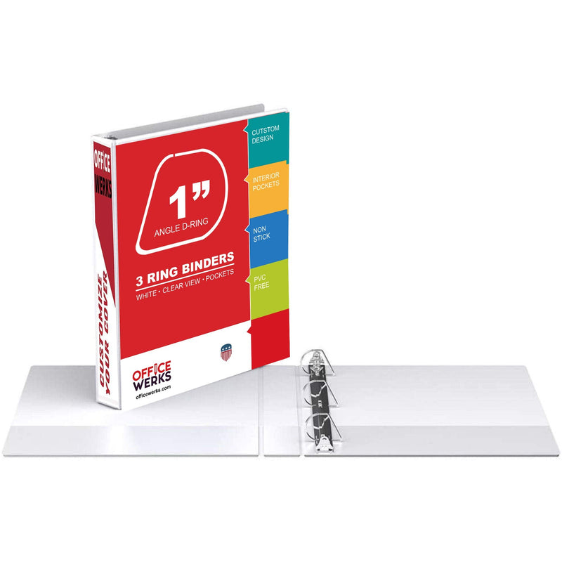 [Australia - AusPower] - 3 Ring Binder, 1" Angle D-Rings, White, Clear View 1 Inch 