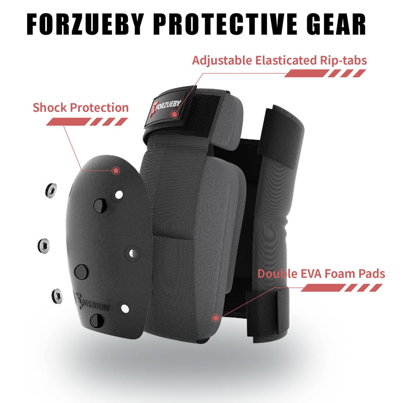 [Australia - AusPower] - Forzueby Adult/Kids Knee Pads Elbow Pads Wrist Guards 6 in 1 Protective Gear Set for Inline Roller Skating Skateboarding Scooter BMX etc. X-Small Black 