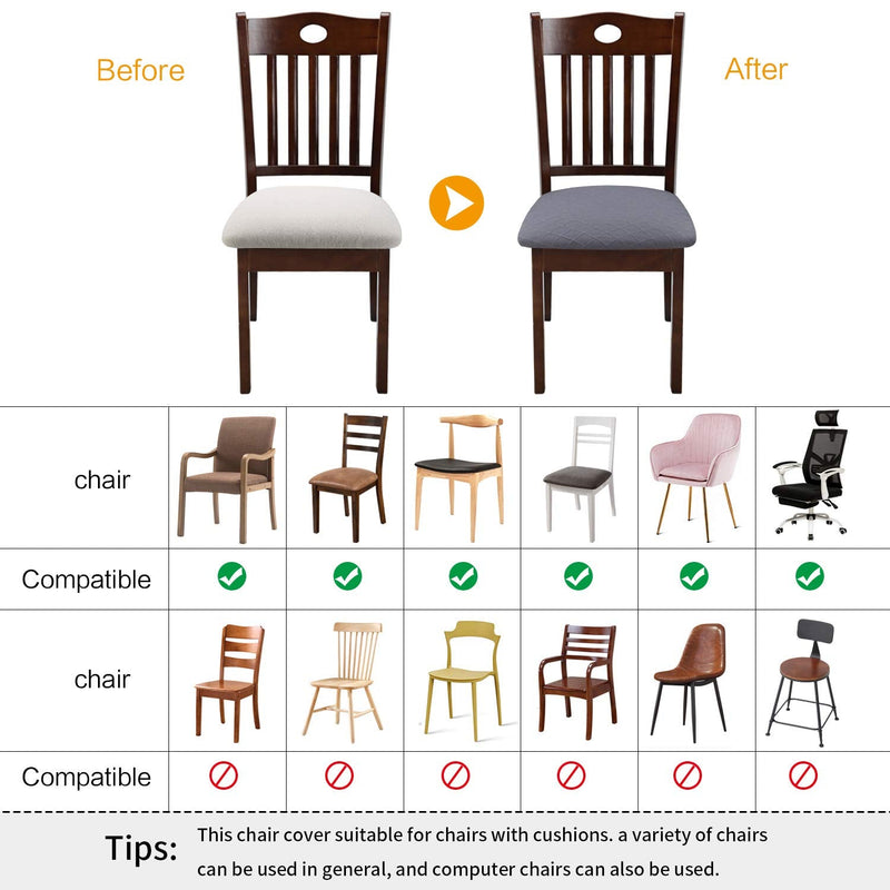 [Australia - AusPower] - YISUN Stretch Spandex Chair Seat Covers - Removable Washable Anti-Dust Dining Chair Seat Protector Cushion Slipcovers for Dining Room, Kitchen, Office (Set of 4, Light Gray) Pack of 4 