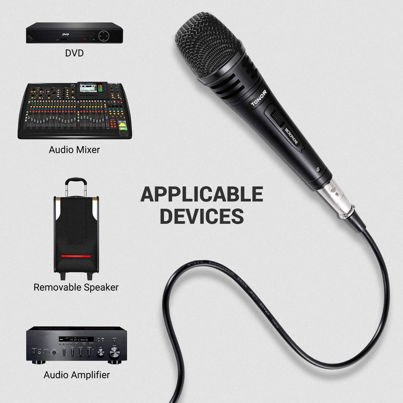 [Australia - AusPower] - TONOR Dynamic Karaoke Microphone for Singing with 16.4ft XLR Cable, Metal Handheld Mic Compatible with Karaoke Machine/Speaker/Amp/Mixer for Karaoke Singing, Speech, Wedding and Outdoor Activity 