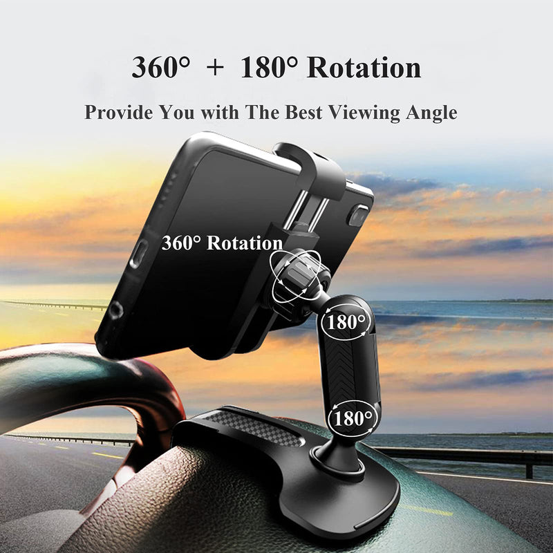 [Australia - AusPower] - CHDFKKD Car Phone Mount, Cell Phone Holder for Car 360 Degree Rotation Dashboard Car Clip Mount Stand Suitable for 4.7 to 6.5 inch Smartphones (Black) Black 