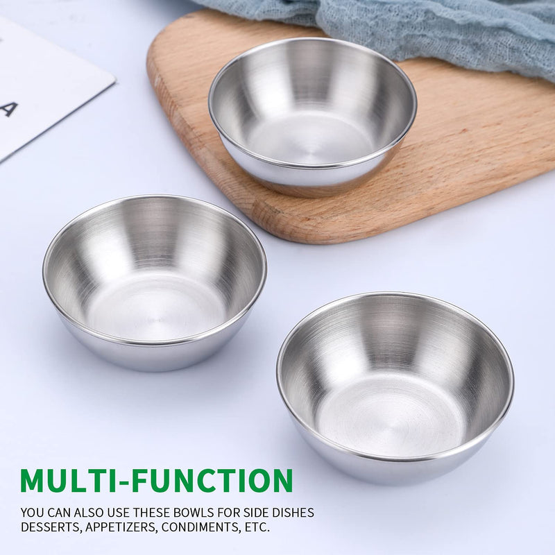 [Australia - AusPower] - 12pcs Sauce Dishes 3.2 Inch Stainless Steel Round Seasoning Dishes Bowls Condiment Cups Sushi Dipping Small Dish Bowl Saucers Mini Appetizer Plates Silver 
