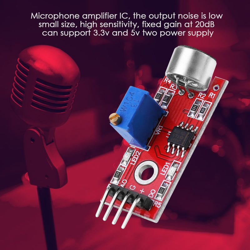[Australia - AusPower] - DC 3.3V/5V Microphone Module,High Sensitivity Microphone Audio Amplifier Module Output 20dB Gain Low Noise 
