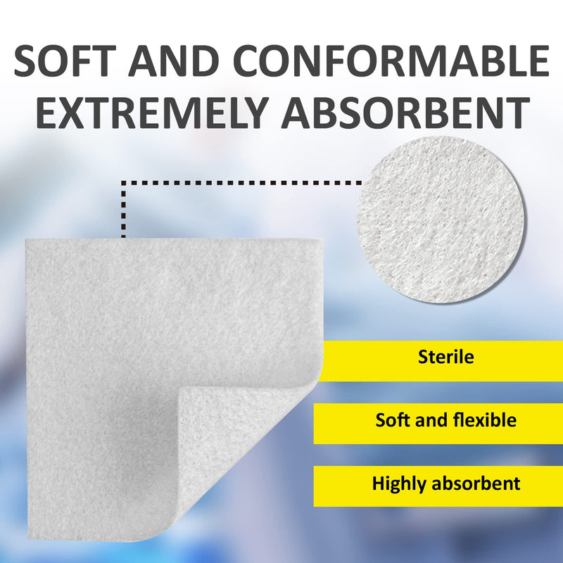 [Australia - AusPower] - Polynew Calcium Alginate Wound Dressing, 4'' x 4'' Patches,12 Pack, Soft and Highly Absorbent Wound Care 