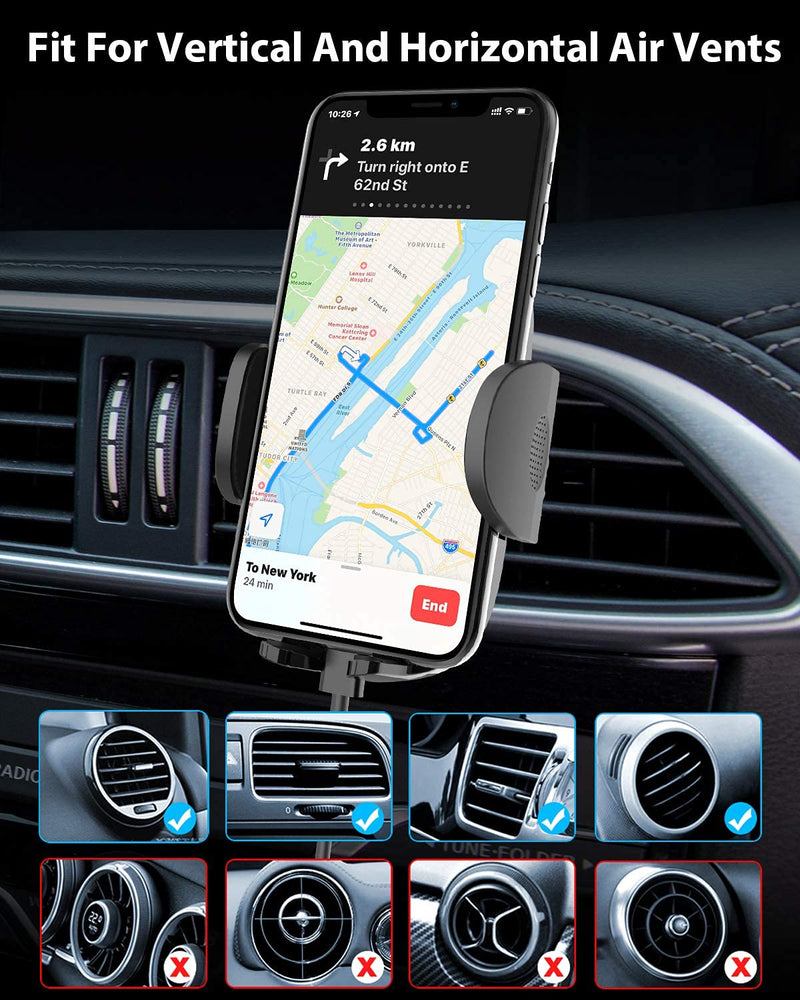 [Australia - AusPower] - APPS2Car Solid Air Vent Phone Mount for Car with One-Hand Operation Deep Clamp Quick-Release Holder Compatibile with Big Cell Phone and Thick Case for iPhone 12 Pro Max Mini 11 XR XS X 8 7 6 Plus 5S 