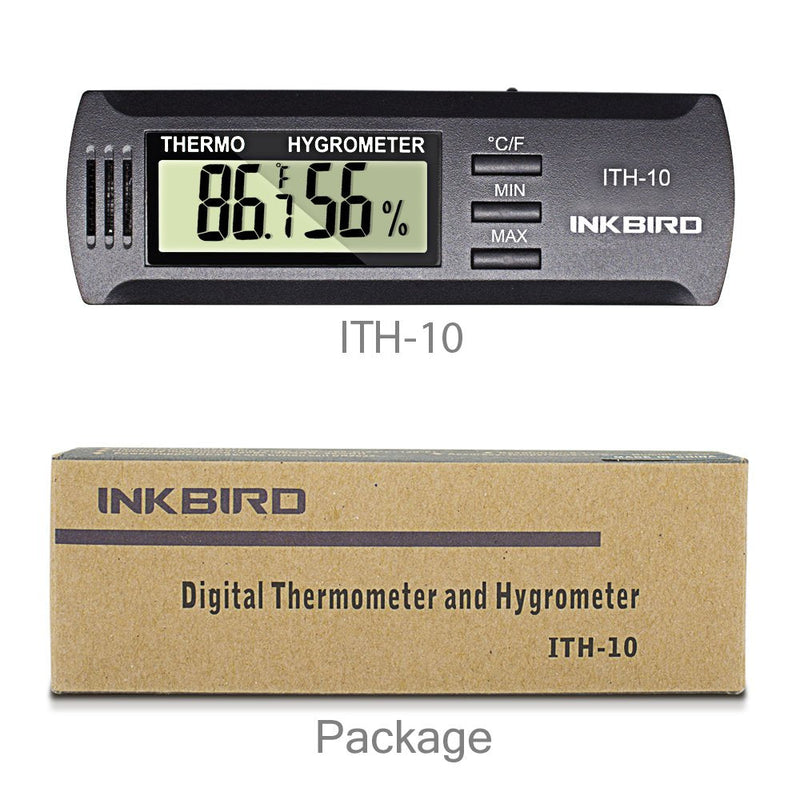 [Australia - AusPower] - Inkbird Hygrometer Thermometer Dc 3V Input Digital Temperature Humidity Meter Gauge °F °C Monitor Indoor ITH10 Cigar Humidor Reptile Terrarium Incubator Greenhouse Basement Guitar ITH-10 