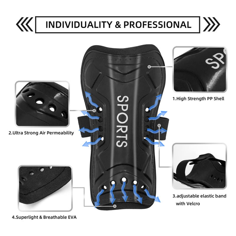 [Australia - AusPower] - AITUSI Soccer Shin Guards for Kids Youth, Shin Pads and Long Soccer Socks for 3-15 Years Old Boys Girls Toddler Children Teenagers, Soccer Equipment for Football Games Shin Guards with Socks, Black + Blue Small ( 3'3 - 3'10 Tall ) 