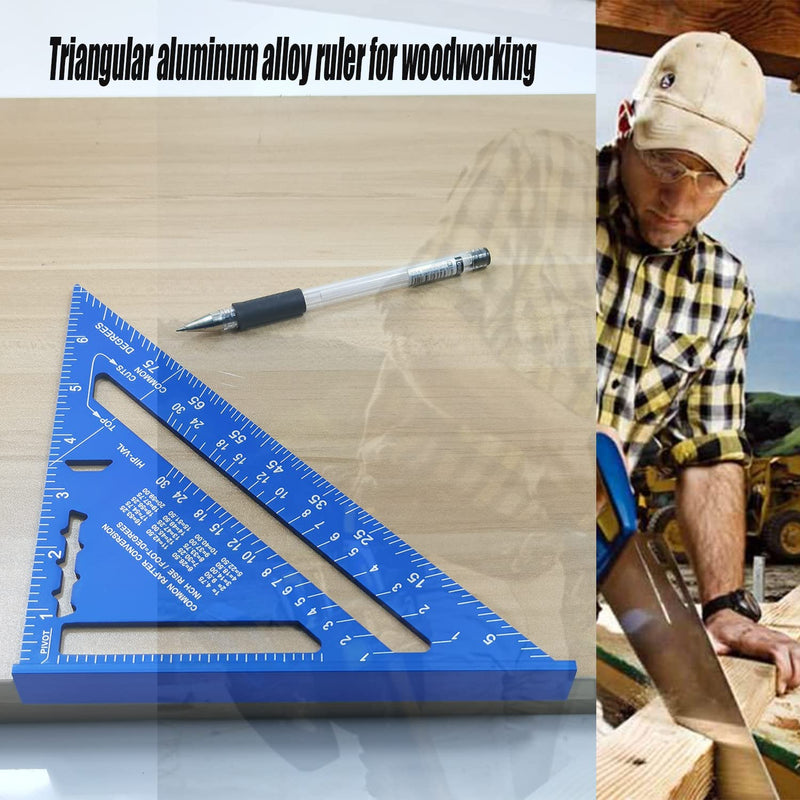 [Australia - AusPower] - Autoly 7 inch Framing Square，Aluminum Alloy Die-Casting Carpenter Speed Square，Triangle Angle Ruler Protractor Woodworking Measurement Tool 