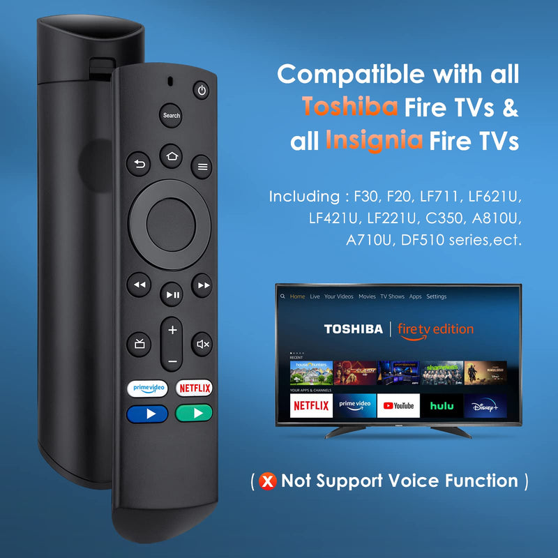 [Australia - AusPower] - TOPKIND TV Remote Replacement for All Toshiba and Insignia Fire TV Edition 4K,Smart TV. Quick Launch with Prime Video/Netflix(Not Support Voice Function) 