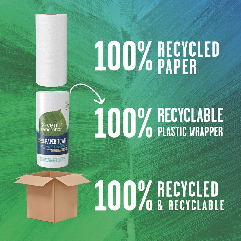 [Australia - AusPower] - Seventh Generation Paper Towels, 100% Recycled Paper, 1 Roll of 156 2-Ply Sheets (Packaging May Vary) 