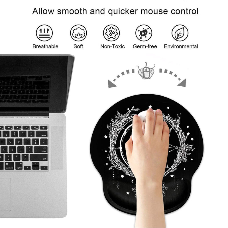 [Australia - AusPower] - Ergonomic Mouse Pad Wrist Support and Cute Coffee Coaster, Celestial Theme Sun with Crescent Moon Design Wrist Rest Mousepad, Pain Relief Wrist Mouse Pads for Computer Laptop Home Office Bos-wrist Mp-15 