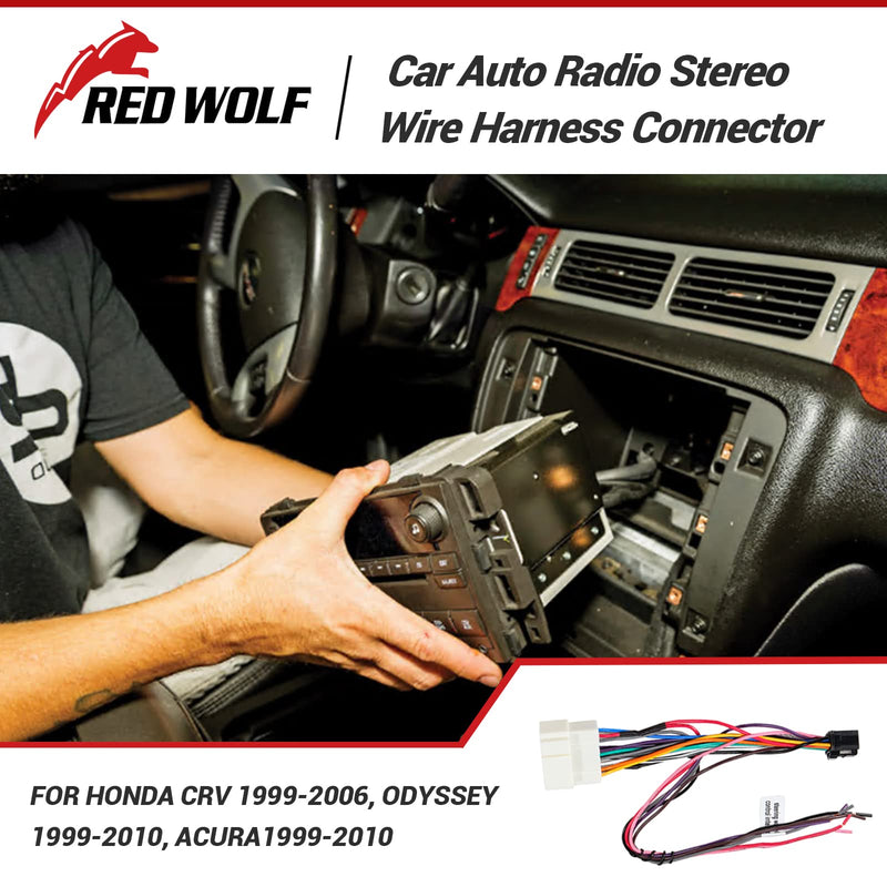 [Australia - AusPower] - RED WOLF Pioneer Radio Stereo Wiring Harness Connector Amp Amplifier/SWC Plug Replacement for Honda CRV 1999-2006, Odyssey 1999-2010, Acura1999-2010 