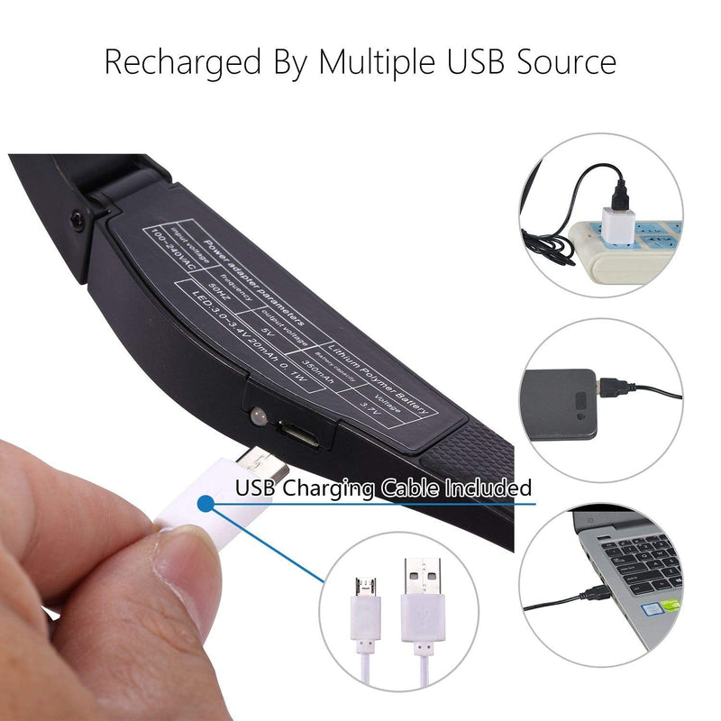 [Australia - AusPower] - YOCTOSUN Rechargeable Magnifying Glasses, Head Magnifier Glasses with 2 LED Lights and Detachable Lenses 1.5X, 2.5X, 3.5X,5X, Best Eyeglasses Magnifier for Reading and Hobby Headset Magnifier 