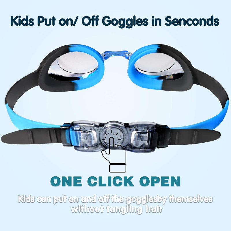 [Australia - AusPower] - Keary 2 Pack Kids Swim Goggles for Toddler Kids Youth(3-14),Anti-Fog Waterproof Anti-UV Clear Vision Water Pool Goggles Clear Green & Blue(2 Pack) 