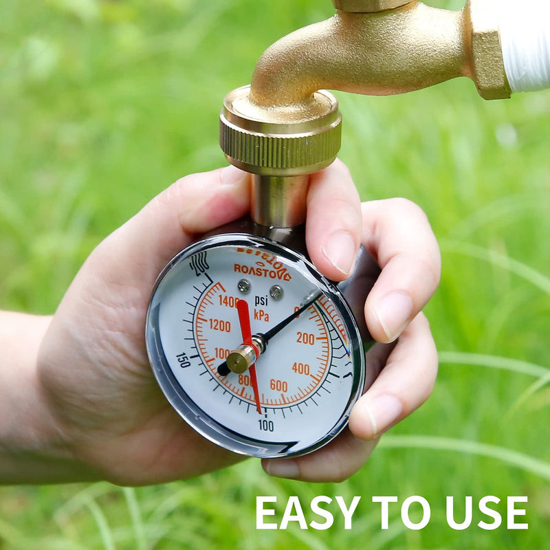 [Australia - AusPower] - Roastove 2-1/2" Water Pressure Test Gauge,House Water Pressure Gauge,Garden Hose Pressure Gauge, 3/4" Female Hose Thread, 0-200 psi/kpa with Red Drag Pointer Dry 