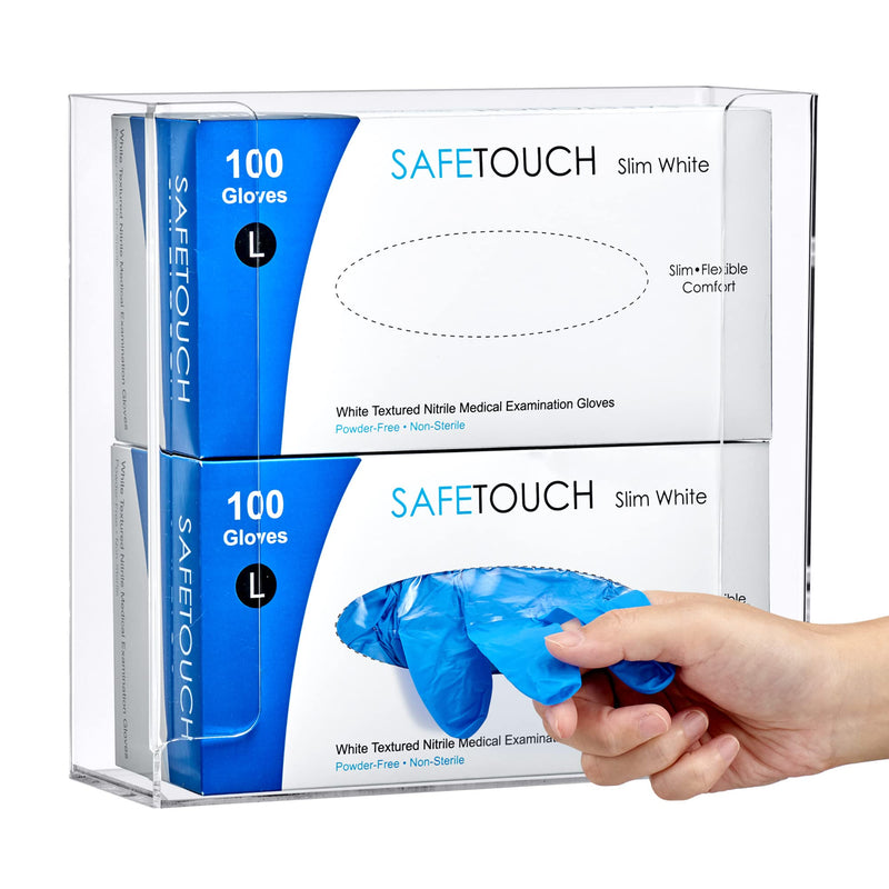 [Australia - AusPower] - Amazing Abby Acrylic Glove Box Holder, Wall-Mounted Glove Dispenser, Floating Glove Box Organizer, Medium Size (for 2 Boxes), 10.5" W x 10.0" H x 3.5" D (Mounting Hardware Included) Medium (for 2 Boxes) 