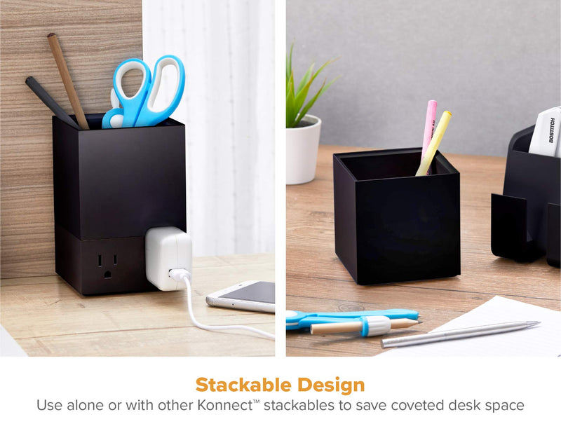 [Australia - AusPower] - Bostitch Office Konnect Pencil Cup Desk Organizer, Pen Cup, 2-Pack, Black Pencil Cup, 2-Pack 