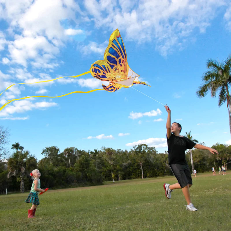 [Australia - AusPower] - Mint's Colorful Life Golden Mechanical Butterfly Kite for Kids & Adults Easy to Fly, Large Single Line Kite for The Beach with 300 FT String Kite Handle 