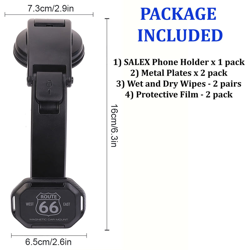 [Australia - AusPower] - SALEX Magnetic Suction Cup Phone Holder for Car Dashboard, Windshield. Black Adjustable Cell Phone Clamp Mount. Universal Rotatable Mobile Phone Bracket for Gadgets, Smartphone, Tablet. Cradle for GPS 
