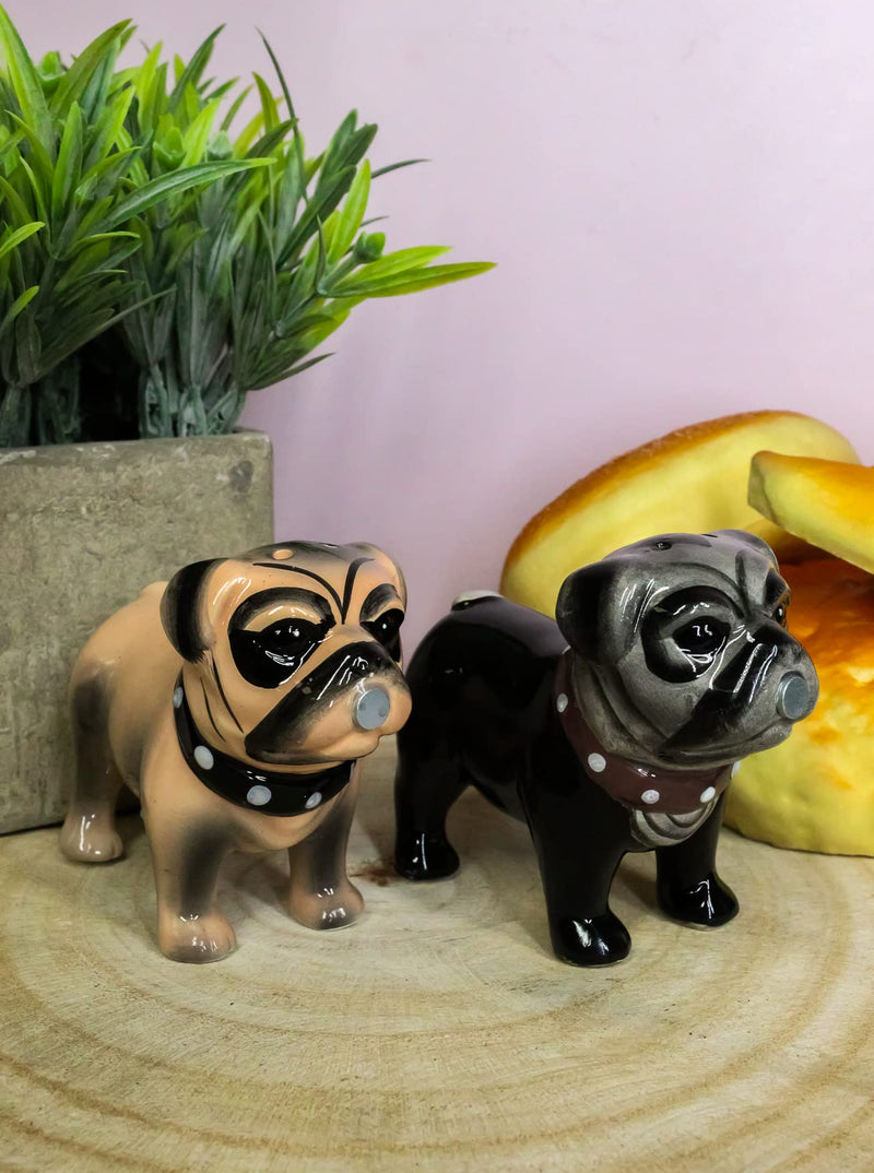 [Australia - AusPower] - Ebros Adorable Kissing Love Pugs Decorative Ceramic Salt And Pepper Shakers Figurines With Magnetic Snouts Pug Life 