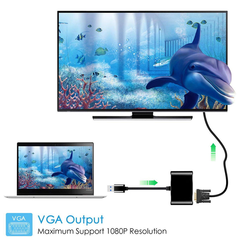 [Australia - AusPower] - CY USB 3.0 2.0 to HDMI VGA HDTV Adapter Cable External Graphics Card for Windows Laptop 