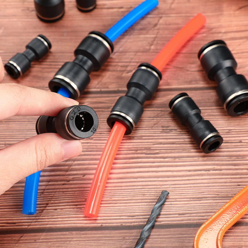 [Australia - AusPower] - 40 Pieces Straight Push Connectors, Push to Connect Fittings Kit Quick Release Pneumatic Connectors Air Line Fittings Connect Air Hose Fittings, 2 Way (Black,1/4 5/16 3/8 1/2) 