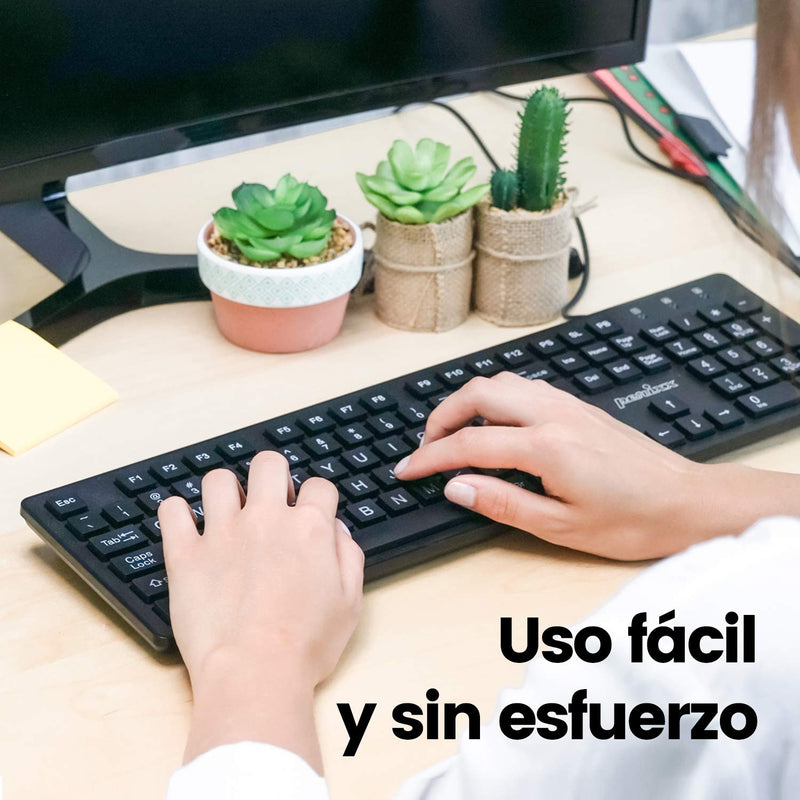 [Australia - AusPower] - Perixx PERIBOARD-317ES es un teclado con cable y retroiluminado LED, Letras impresas en grande con iluminación blanca, Teclado Full Size, QWERTY Español 