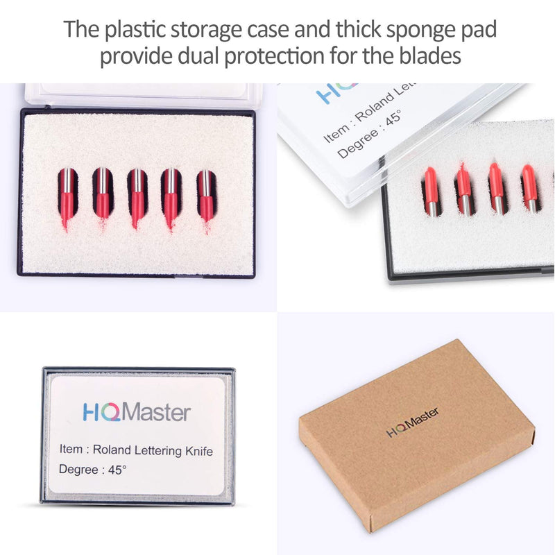 [Australia - AusPower] - HQMaster 45 Degree Tungsten Steel Lettering Blade Vinyl Cutter Blades for Roland Cutting Plotter Red Cap Pack Of 10 45° 