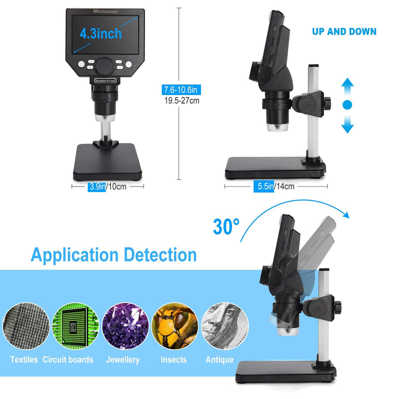[Australia - AusPower] - Koolertron 4.3 inch LCD Digital USB Microscope,8MP 1-1000X Magnification Handheld Digital Microscope Camera,8 LED Light,Rechargeable Battery LCD Microscope for Circuit Board Repair Soldering PCB Coins 49-A 