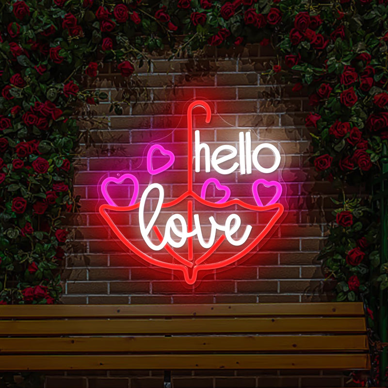 [Australia - AusPower] - Valentine'S Day Neon Sign Dimmable Led Neon Light Hello Love Neon Sign for Wall Decor Heart Neon Sign for Bedroom Bar Living Room Party Valentine's Day decorations Gifts for Lover HelloLove 