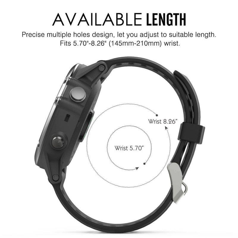 [Australia - AusPower] - ZSZCXD Band for Garmin Fenix 3 / Fenix 3 HR/Fenix 5X, Soft Silicone Wristband Replacement Watch Band for Garmin Fenix 3 / Fenix 3 HR/Fenix 5X Smart Watch Black 