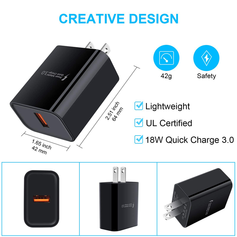 [Australia - AusPower] - Quick Charge 3.0,18W 3A USB Wall Charger Adapter Fast Charging Block Wireless Charger for Samsung Galaxy S22 Ultra S21+ S20 FE S10 S9 S8, Note 22/20/10/9, A12 A52 A03S A32 A10E A11 A21 A50 A51 A71 A72 Black 