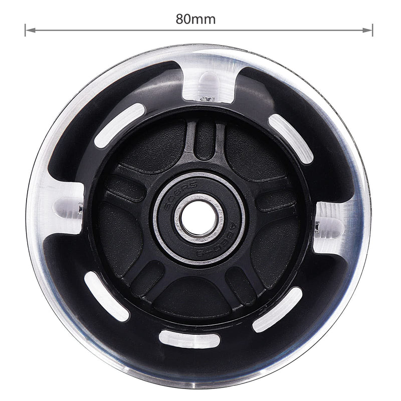 [Australia - AusPower] - Gladeer 80mm Inline Skate Light Up Replacement Wheels, Kick Scooter Polyurethane Rear Wheels w/Bearings, 2-Pack 