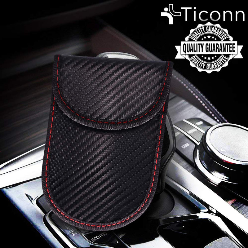 [Australia - AusPower] - Faraday Bag for Key Fob (2 Pack), TICONN Faraday Cage Protector - Car RFID Signal Blocking, Anti-Theft Pouch, Anti-Hacking Case Blocker (Carbon Fiber Texture) 
