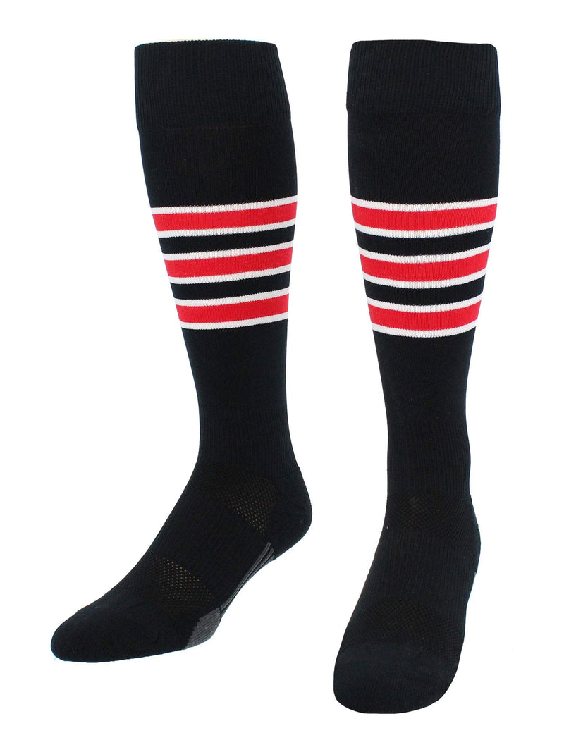 [Australia - AusPower] - TCK Elite Performance Baseball Socks Dugout Pattern I Softball Mens Womens Black/White/Scarlet Medium 