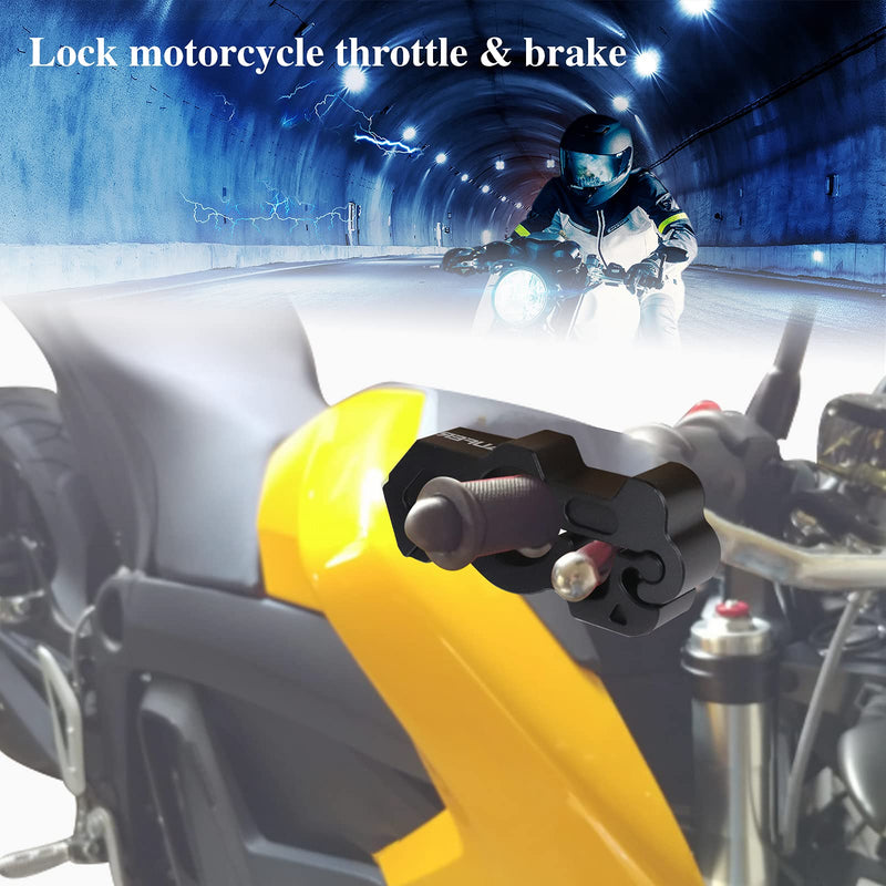 [Australia - AusPower] - AUFER Universal Heavy Duty Motorcycle Grip Handlebar Lock Throttle Lock Anti Theft Brake Lever Locking Compatible with for Motorbike Sports Bikes Scooter Mopeds ATVs (Black) Black 