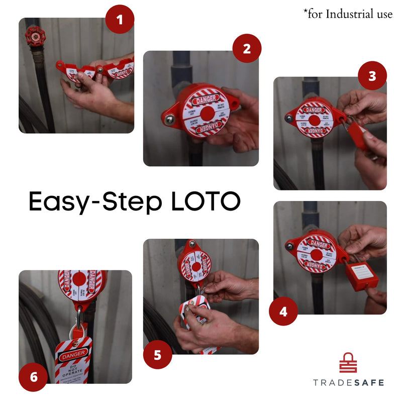 [Australia - AusPower] - TRADESAFE Gate Valve Lockout Device, 1" to 2-1/2" Diameter, 2 Pack, Lock Out Tag Out OSHA Compliant Valve Locks for Professional and Industrial Use, Gas, Water Spigot, and Faucet Locks Outdoor 