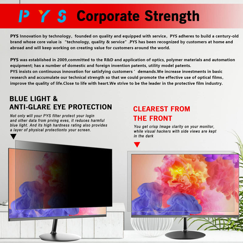 [Australia - AusPower] - PYS Monitor Privacy Screen 27 inch -for Widescreen Computer Monitor[16:9 Aspect Ratio], Anti-Spy/Anti Blue/Anti-Scratch Protector Film for Data confidentiality - (WxH:598mm x 377mm) Black 