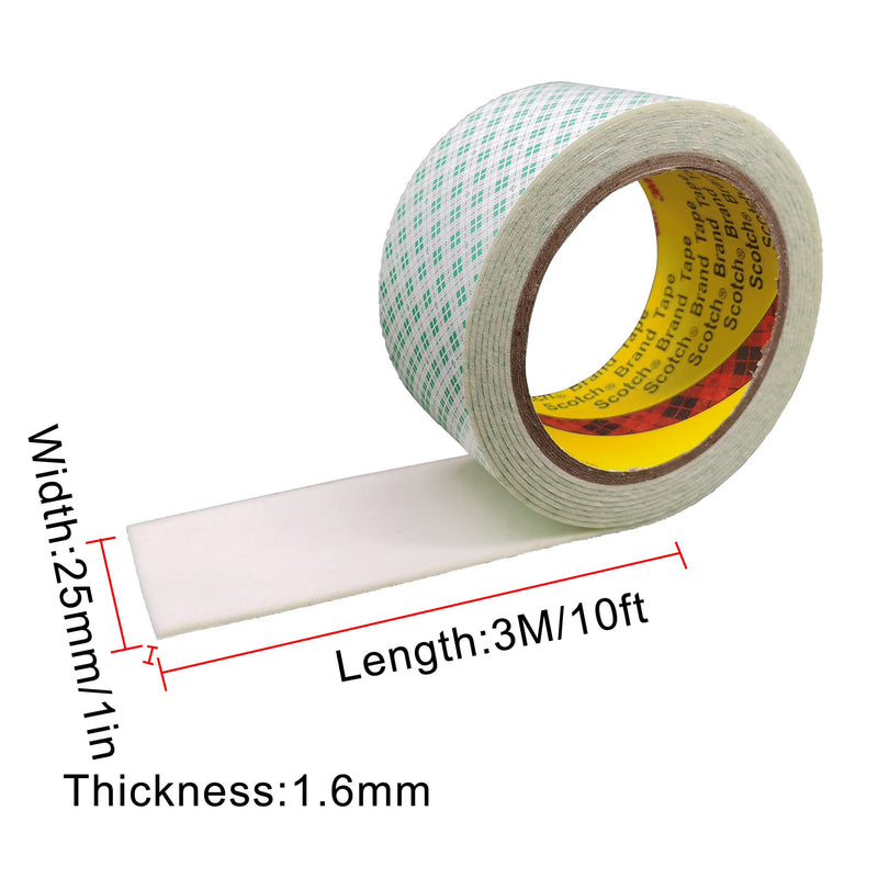 [Australia - AusPower] - Double Sided Mounting Tape 3M 4026 1in x 10ft Double Coated Urethane Foam Tape Strong Adhesion Heavy Duty Polyurethane Tape Color White for Bonding Attaching Mounting(4026B) 