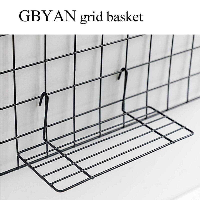 [Australia - AusPower] - GBYAN Grid Wall Basket Wall Grid Accessories Wire Straight Shelf with Hooks Wall Organizer for Grid Panel Board, 2 Pack black A 