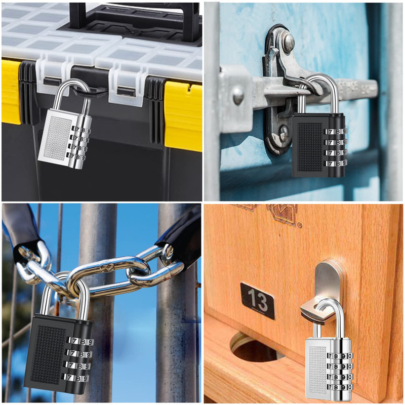 [Australia - AusPower] - ZHEGE Gym Lock, 4 Digit Combination Lock for Locker, Fence, School, Toolbox, Hasp Storage (Black) 1P 1Black 