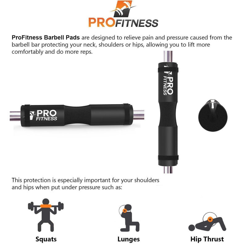 [Australia - AusPower] - ProFitness Barbell Pad Squat Pad- Shoulder Support for Squats, Lunges & Hip Thrusts - for Olympic or Standard Bars 